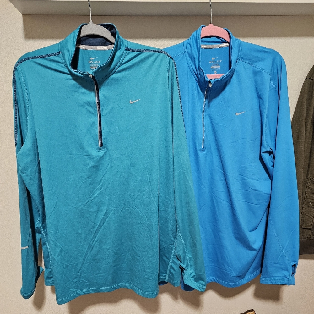 Nike Dri-FIT Teal and Blue Quarter-Zip Pullovers